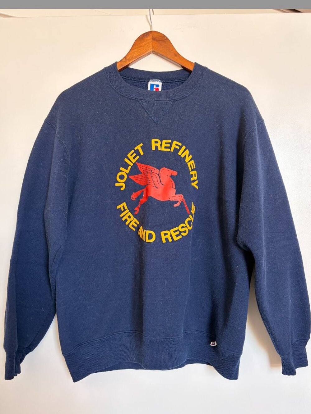VINTAGE JOLIET REFINERY FIRE AND RESCUE RUSSELL ATHLETIC NAVY CREWNECK SIZE L